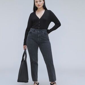 Everlane Curvy 90’s Cheeky straight jean in washed black